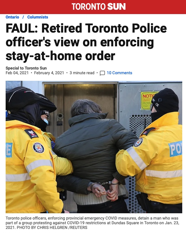 FAUL: Retired Toronto Police officer's view on enforcing stay-at-home order