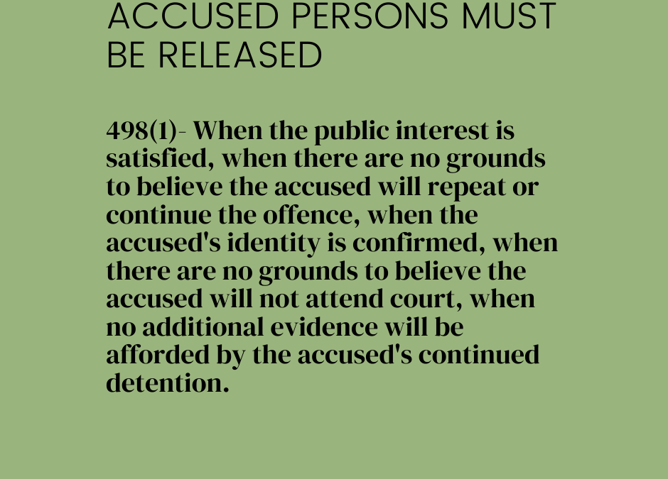 When an accused Person must be released