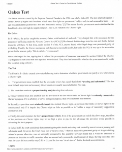 Charter of Rights and Freedoms and the Oakes Test