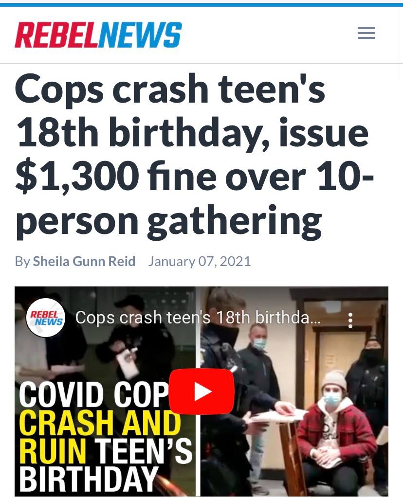 Police crash 18th Birthday Party and Issue $1,300 fine over 10-person gathering