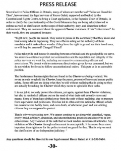 Police on Guard for Thee's Press Release, retaining Rocco Galati 