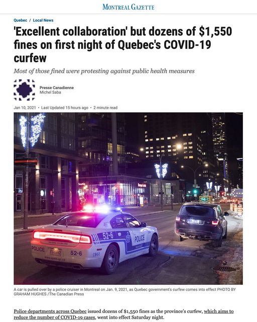 Quebec Curfews