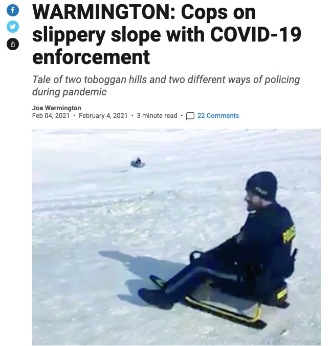 WARMINGTON: Cops on slippery slope with COVID-19 enforcement – Police on Guard for Thee
