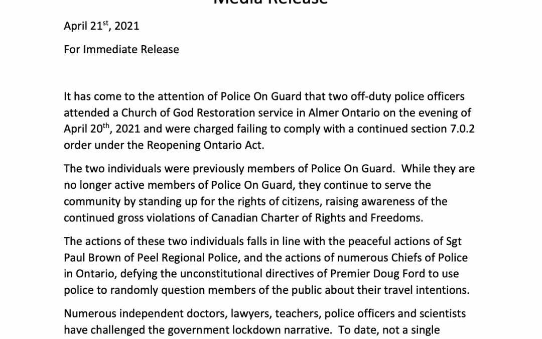 Police on Guard Media Release