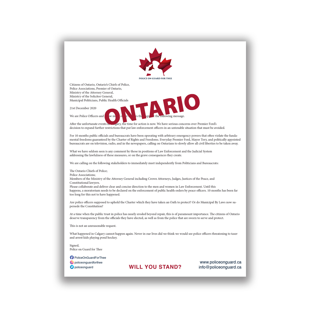 Police on Guard for Thee – Ontario Letter