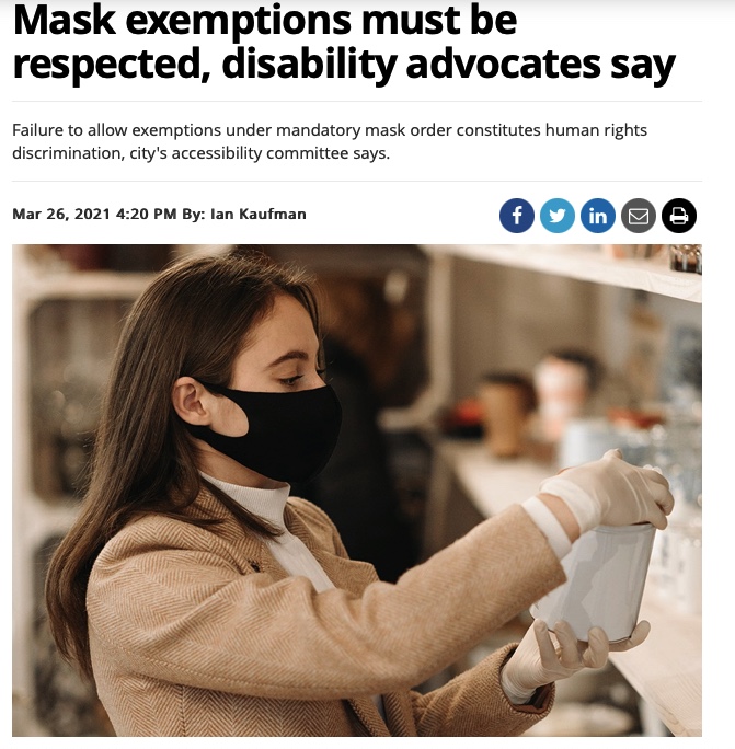 Mask Exemptions must be respected, disability advocates say