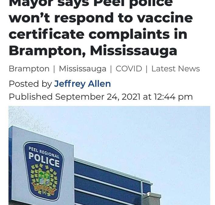 Peel Regional Police Not Enforcing Vaccine Passport