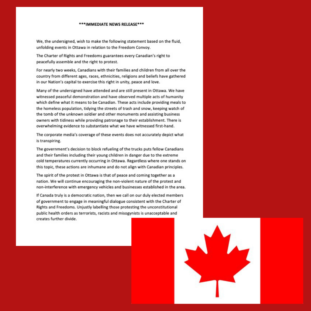 News Release – Urgent Message to Canadians