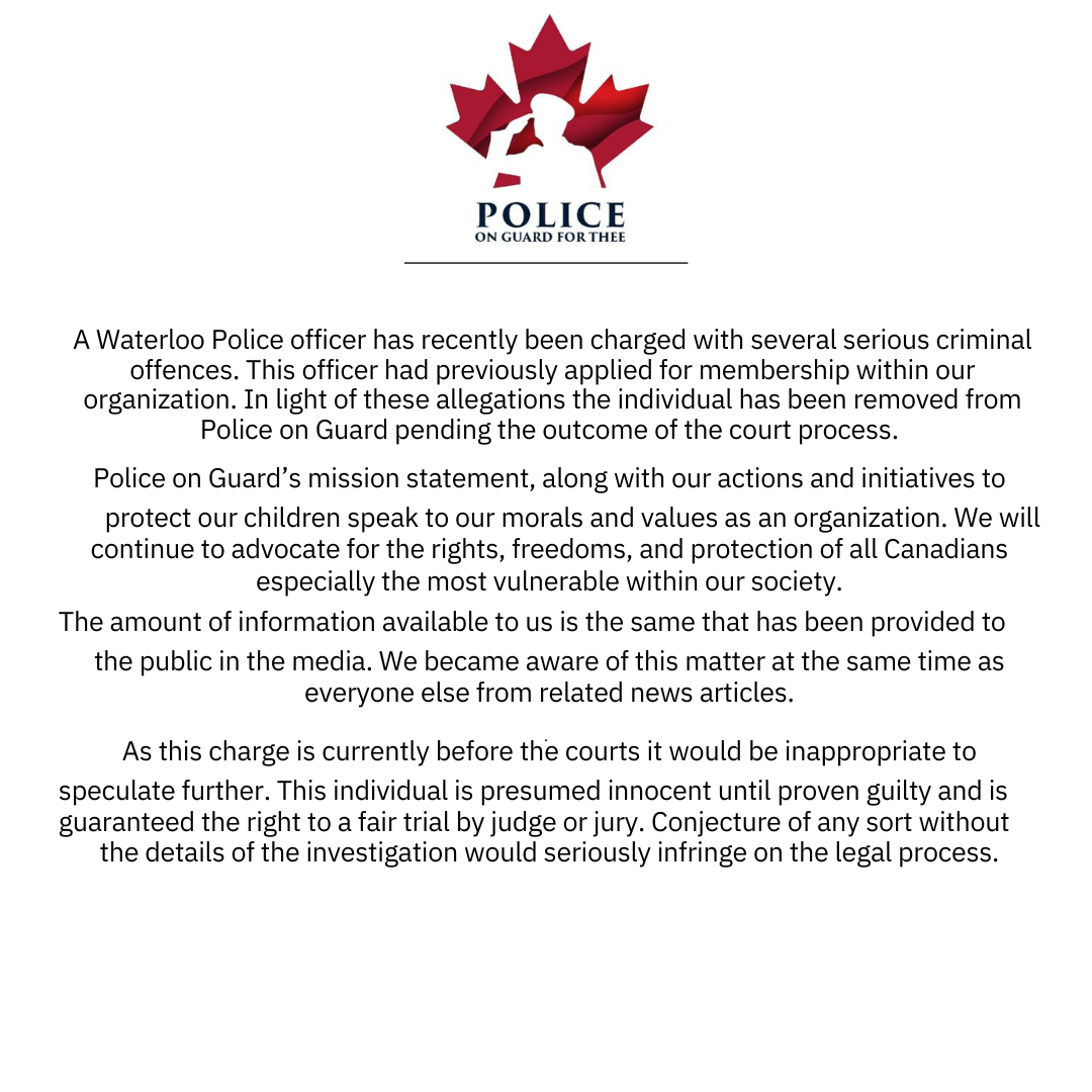 News Release Regarding Charges Against Waterloo Police Officer