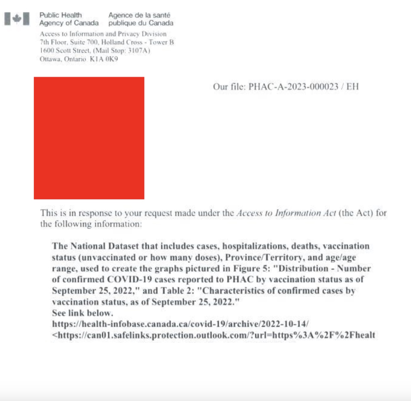 Government Redacts Access to Information Request Surrounding Covid Data by Media Publication, The Canadian Independent