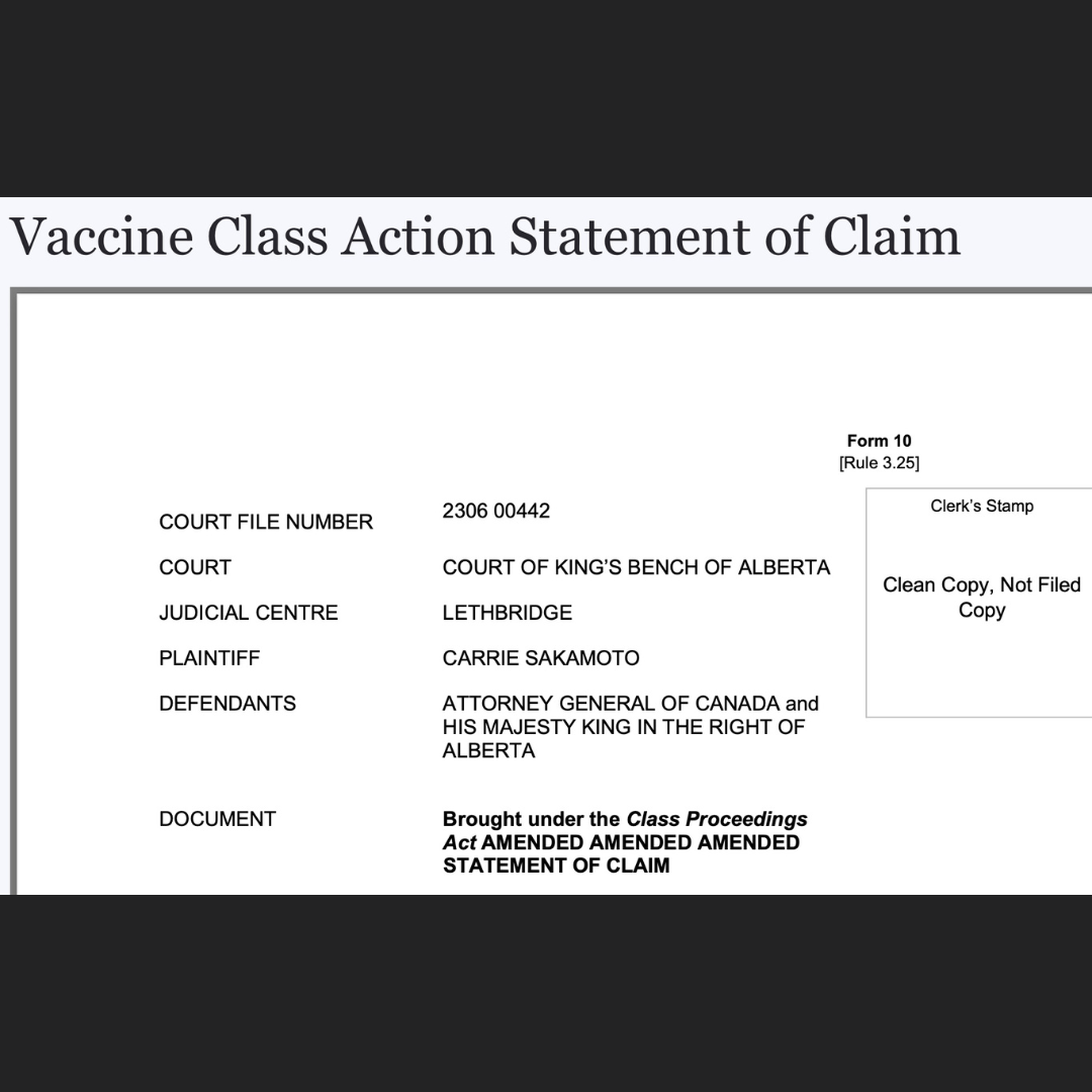 Class Action Lawsuit Launched in Alberta Due the Risks and Harms of the Covid Vaccine